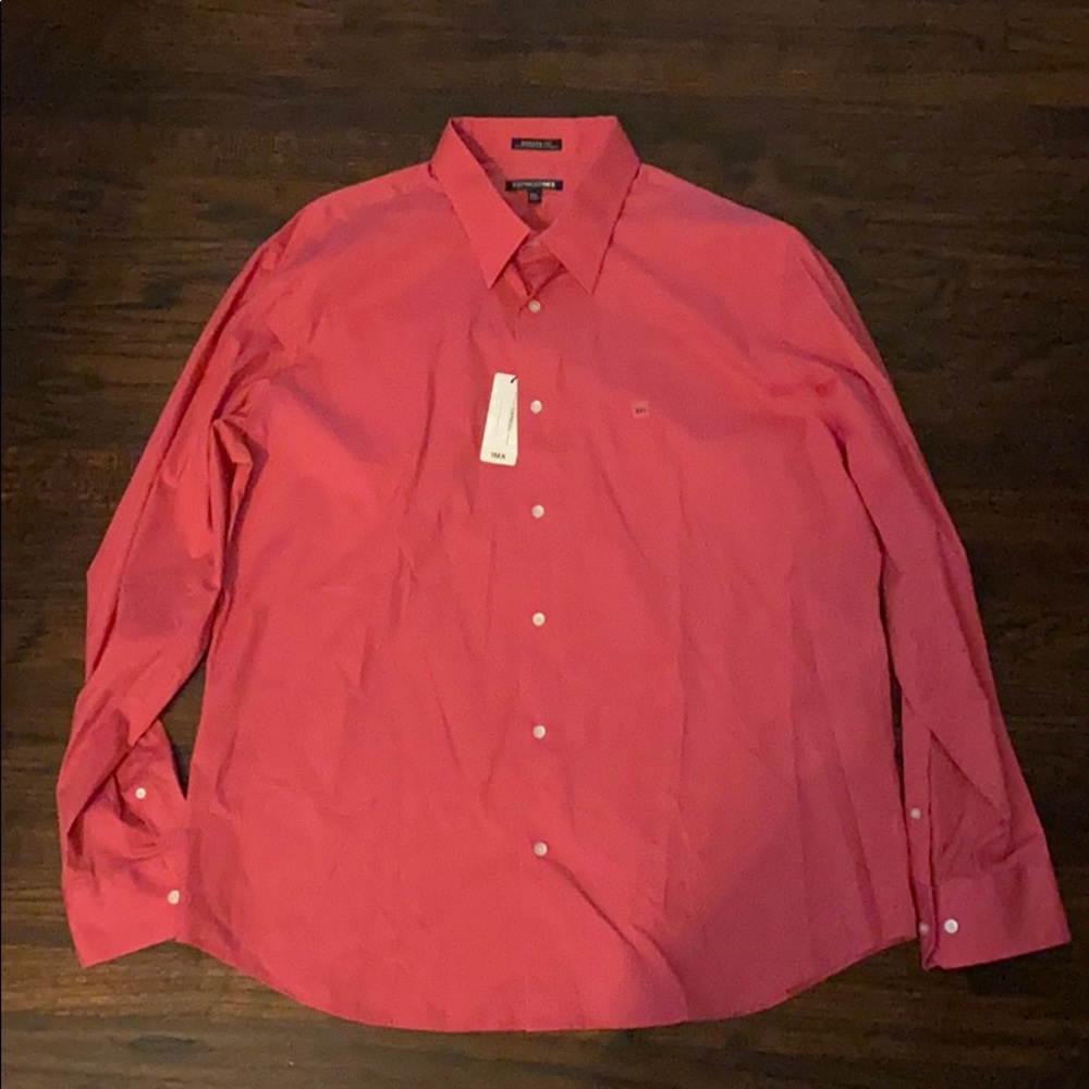 Express Dress Shirt XXL 18-18 1/2 Dark Pink